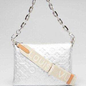 Louis Vuitton Silver Monogram Embossed Lambskin Leather Coussin PM Bag